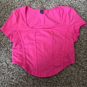 SHEIN Pink Crop Bustier Blouse